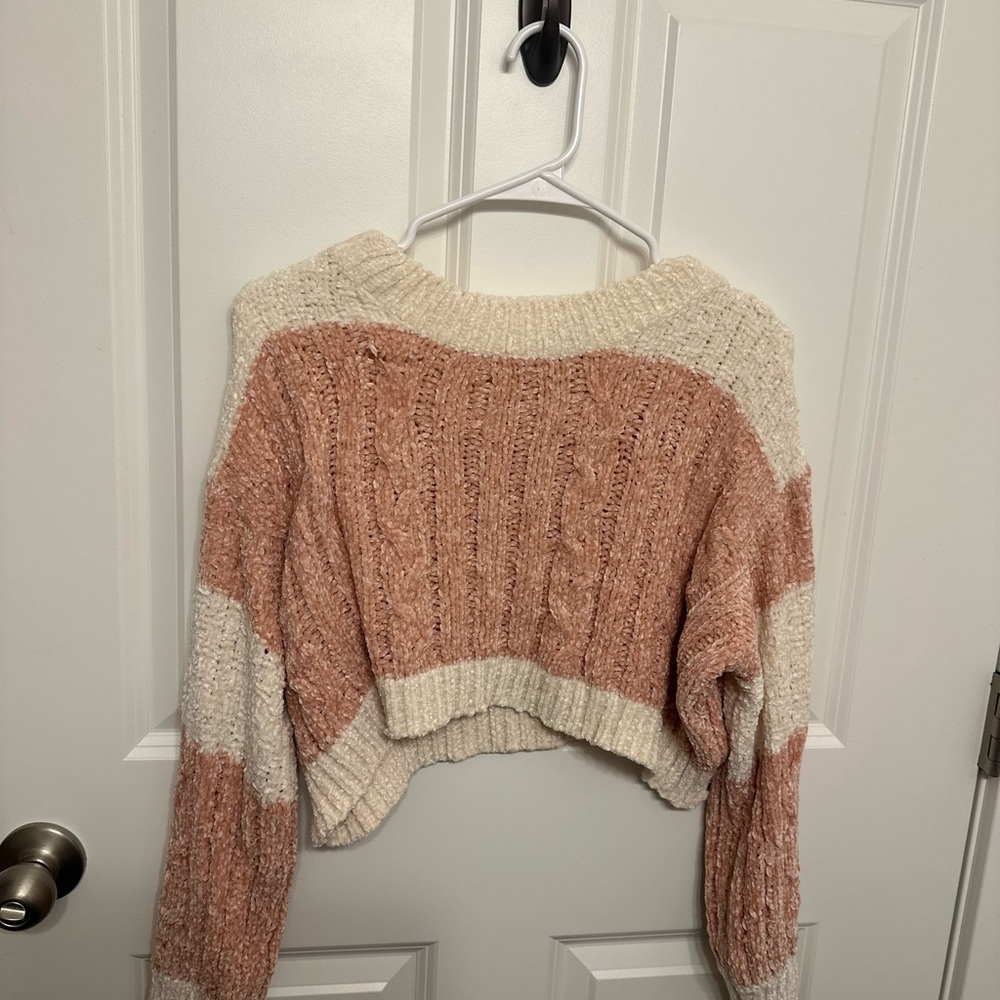 Cozy Pink and Cream Knit Sweater